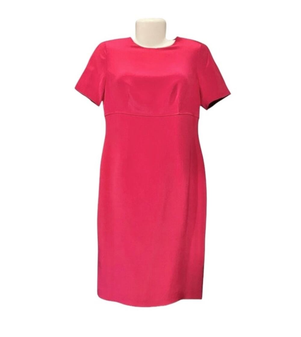 Talbots Women's Pink 100% Pure Silk Empire Waist Short Sleeve Sheath Dress Sz 4